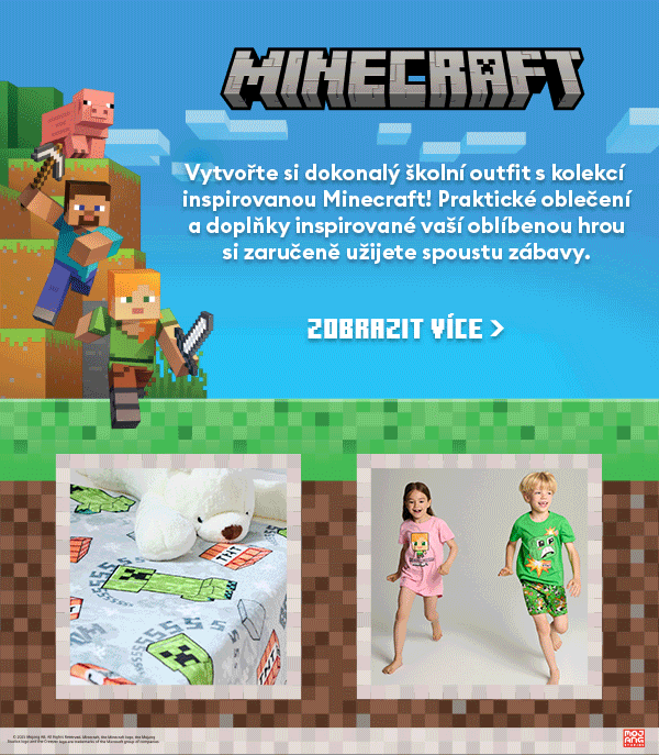 Vytvořte si dokonalý školní outfit s kolekcí inspirovanou Minecraft! Praktické oblečení a doplňky inspirované vaší oblíbenou hrou si zaručeně užijete spoustu zábavy.