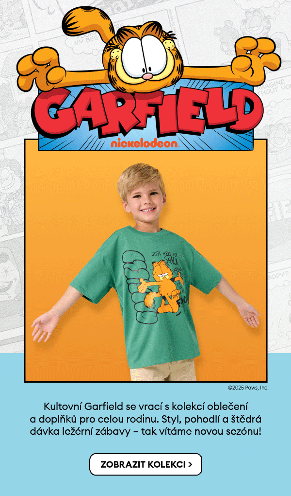 Kultovní Garfield se vrací s kolekcí oblečení a doplňků pro celou rodinu. Styl, pohodlí a štědrá dávka ležérní zábavy – tak vítáme novou sezónu!
