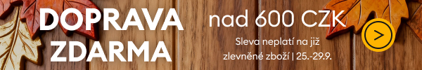  Doprava zdarma od 600 CZK na nezlevněné produkty.