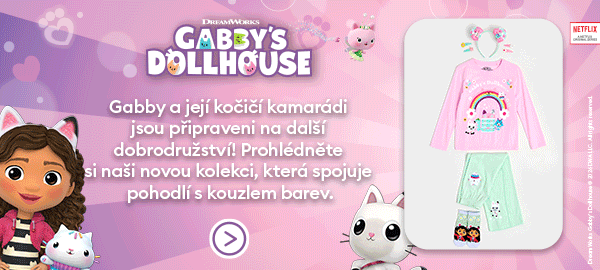 Gabby a její kočičí kamarádi jsou připraveni na další dobrodružství! Prohlédněte si naši novou kolekci, která spojuje pohodlí s kouzlem barev.