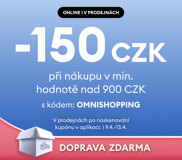 -150 CZK online i v prodejnách při nákupu v hodnotě nad 900 CZK + Doprava Zdarma NA VŠE 🚚