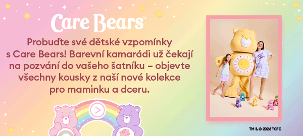 Probuďte své dětské vzpomínky s Care Bears! Barevní kamarádi už čekají na pozvání do vašeho šatníku – objevte všechny kousky z naší nové kolekce pro maminku a dceru.