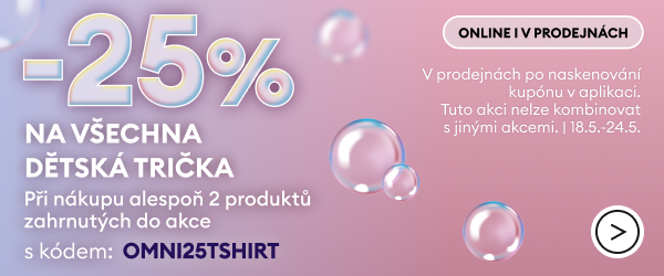 Online a v prodejnách: -25% na všechna dětská trička s kódem omni25tshirt
