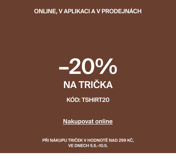 Speciální akce: –20% na trička