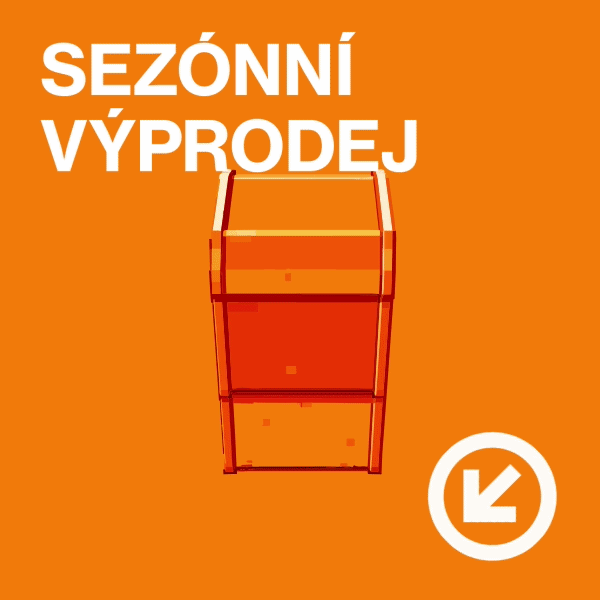 Sezónní výprodej. Retro herní automat s oblečením a nákupním košíkem.