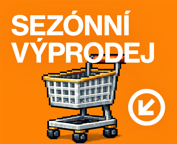 Sezónní výprodej. Retro herní automat s oblečením a nákupním košíkem.